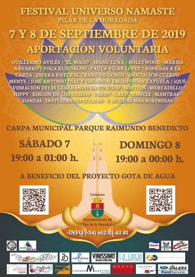 07 Y 08/09/19 Festival Universo Namaste en El Pilar de la Horadada (Alicante)